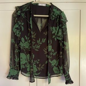 Green Floral Blouse